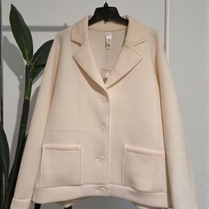 Women's Cream Single-Breasted Blazer Jacket